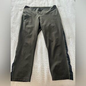 Nike Olive Green Capri Leggings with Black Side Panels